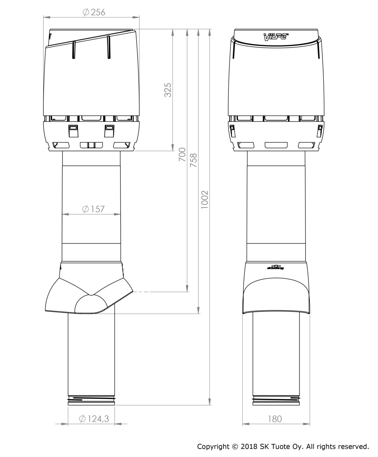 Изолированный вентиляционный выход с колпаком Vilpe RR23/RAL7015 серый  купить в Москве по цене 5 300 руб